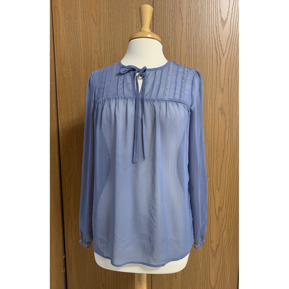 Sheer Petticoat Alley Top Blouse Sheer Size M Blue Color